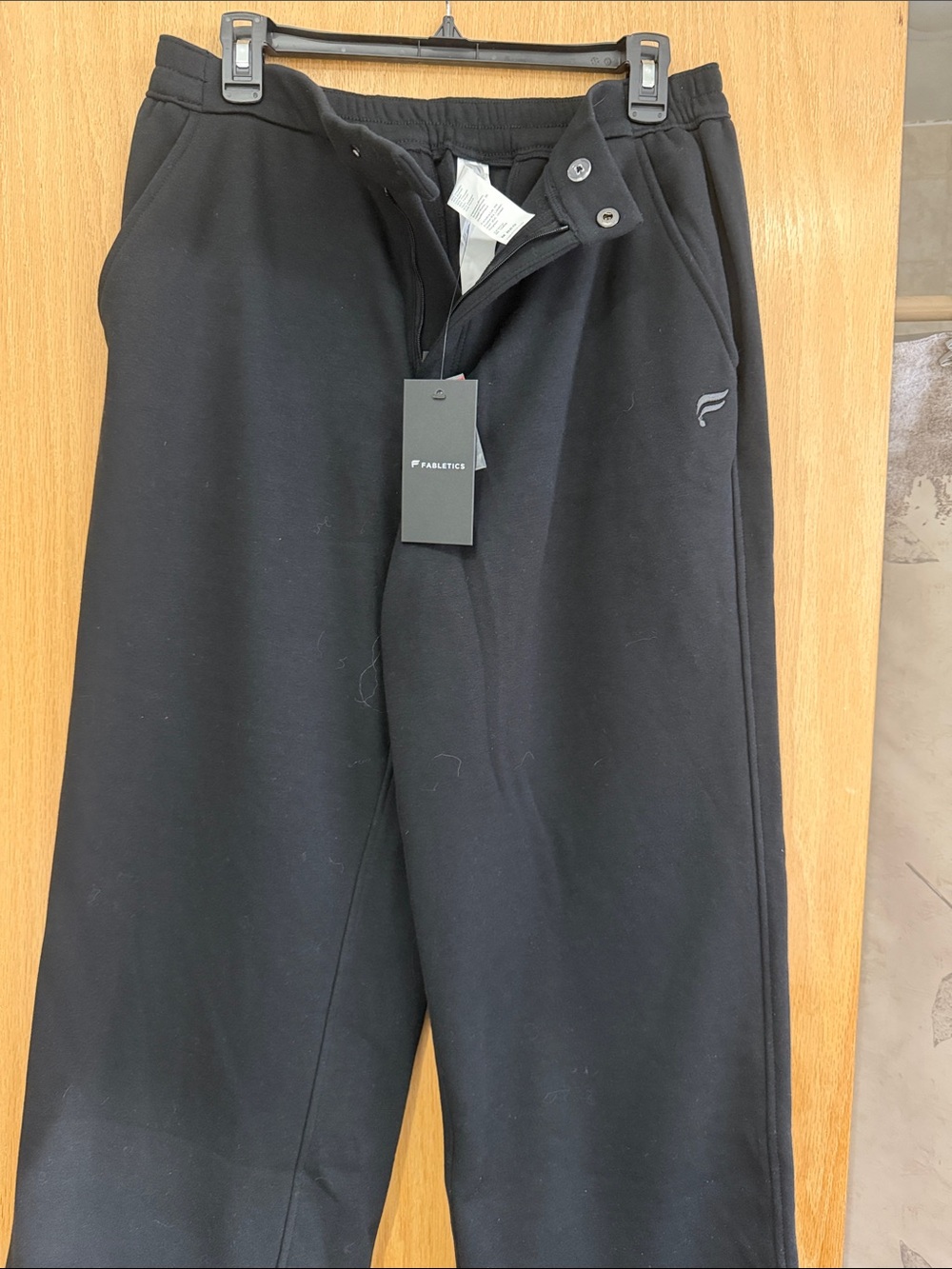 Fabletics Black Logo Snap-Waist Joggers